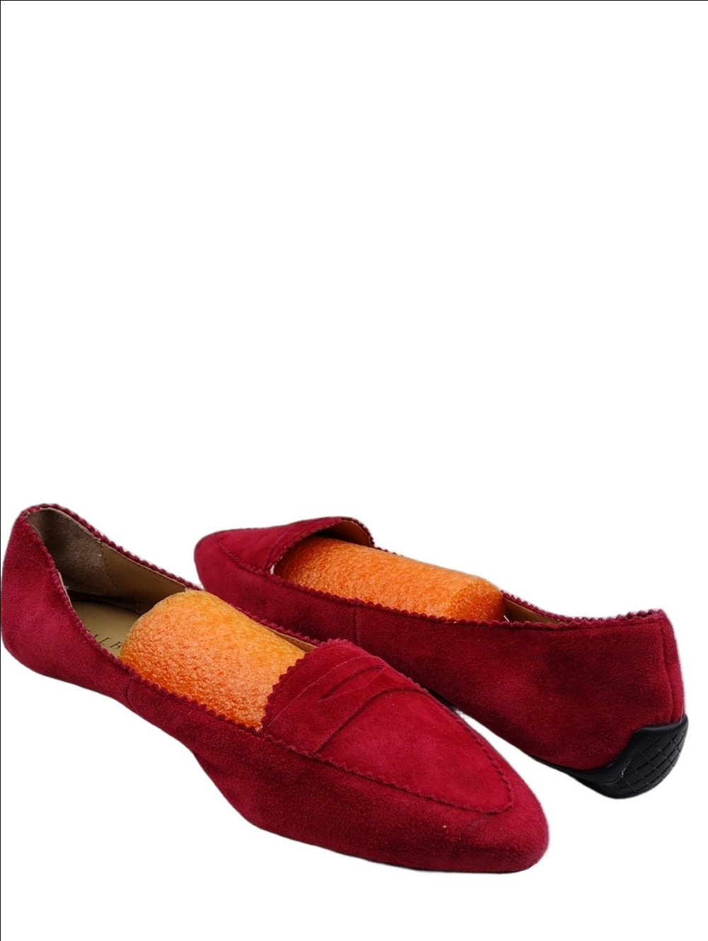 Talbots Red Suede Leather Scalloped Detail Upper Point Toe Slip On Penny Loafer